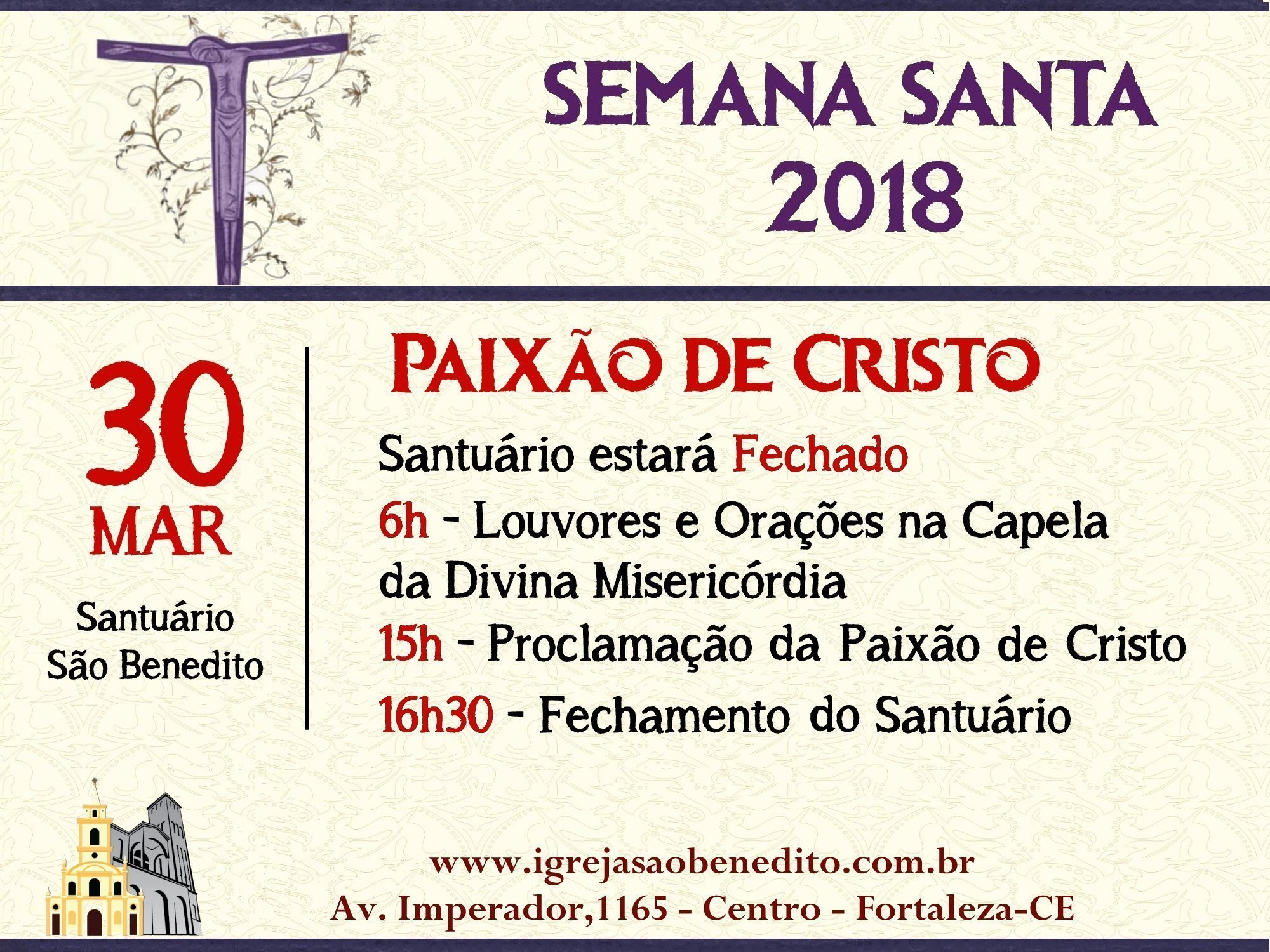 Proclamação da Paixão de Cristo nesta Sexta-Feira Santa (30/03)