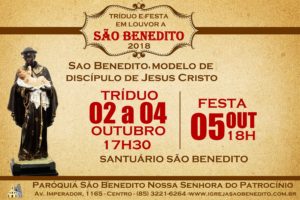 Tríduo e Festa de São Benedito de 02 a 05 de Outubro 2018