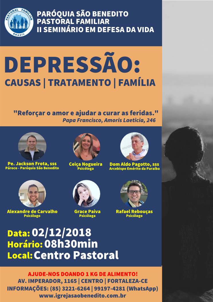 Seminário sobre Depressão na Paróquia São Benedito dia 02/12: Participe!