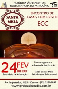 ECC – Encontro de Casais com Cristo convida para Santa Missa do mês de Fevereiro
