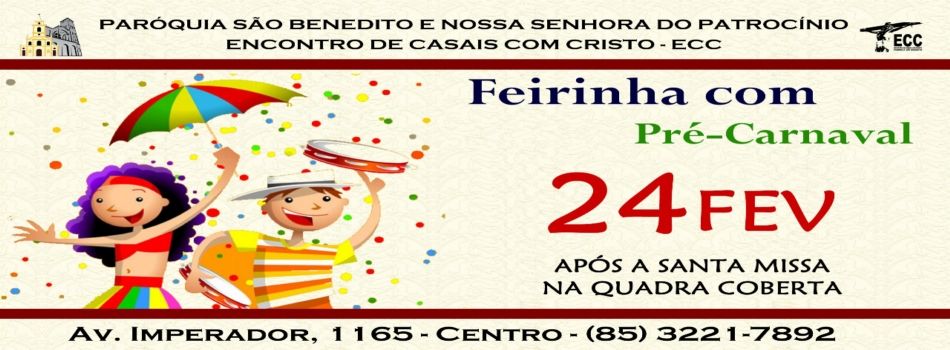 Feirinha ECC Pré-Carnaval 2019 no próximo domingo dia 24/02