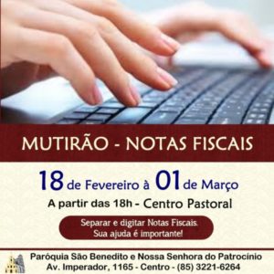 Participe do Mutirão Solidário para triagem e digitação de Notas Fiscais de 18/02 à 01/03