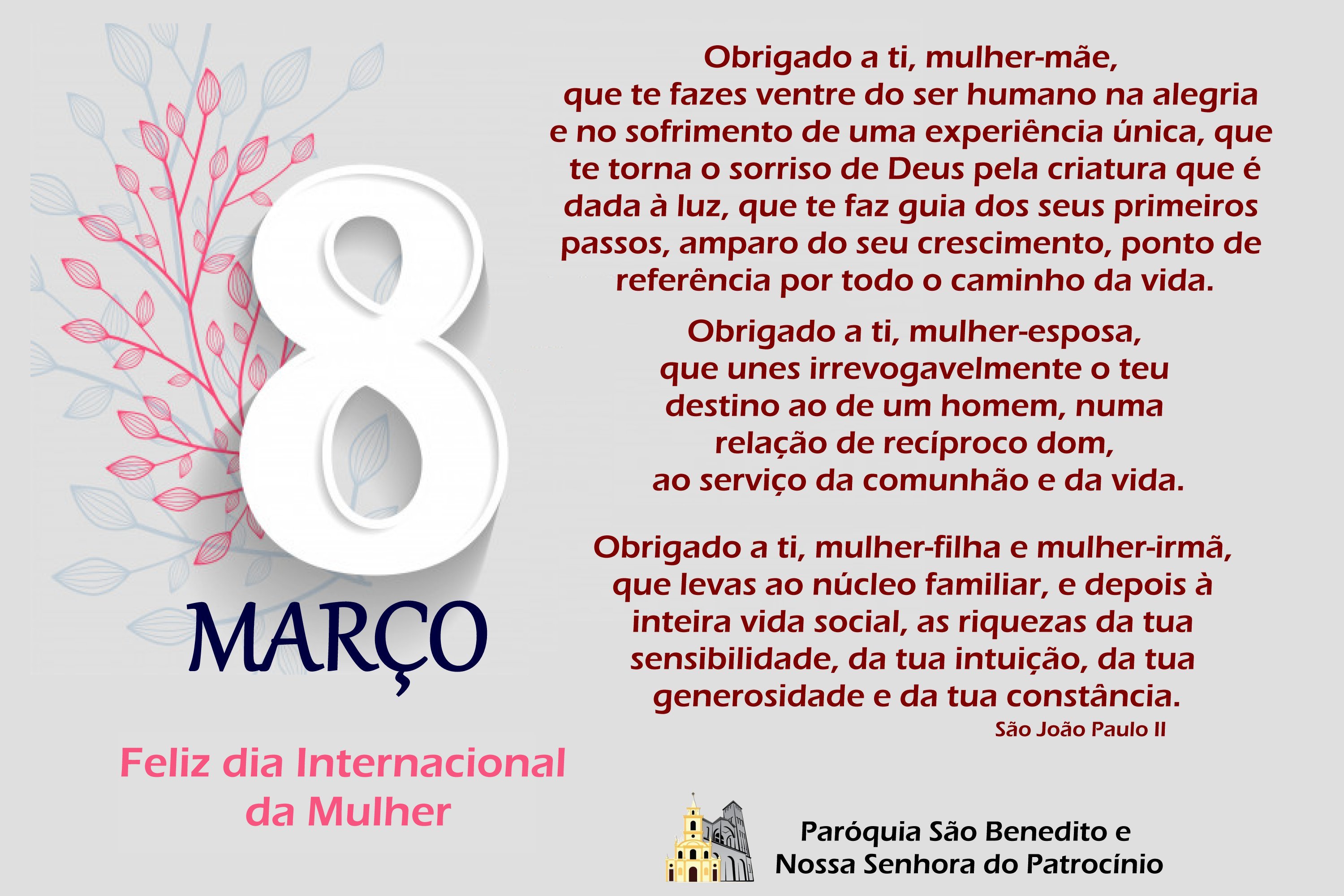 Feliz Dia Internacional da Mulher! – Santuário e Paróquia de São