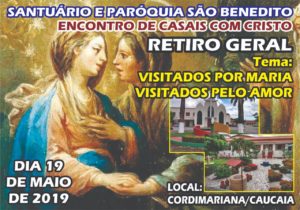 ECC-Encontro de Casais com Cristo, realizará o Retiro Espiritual 2019 dia 19/05. Participe.