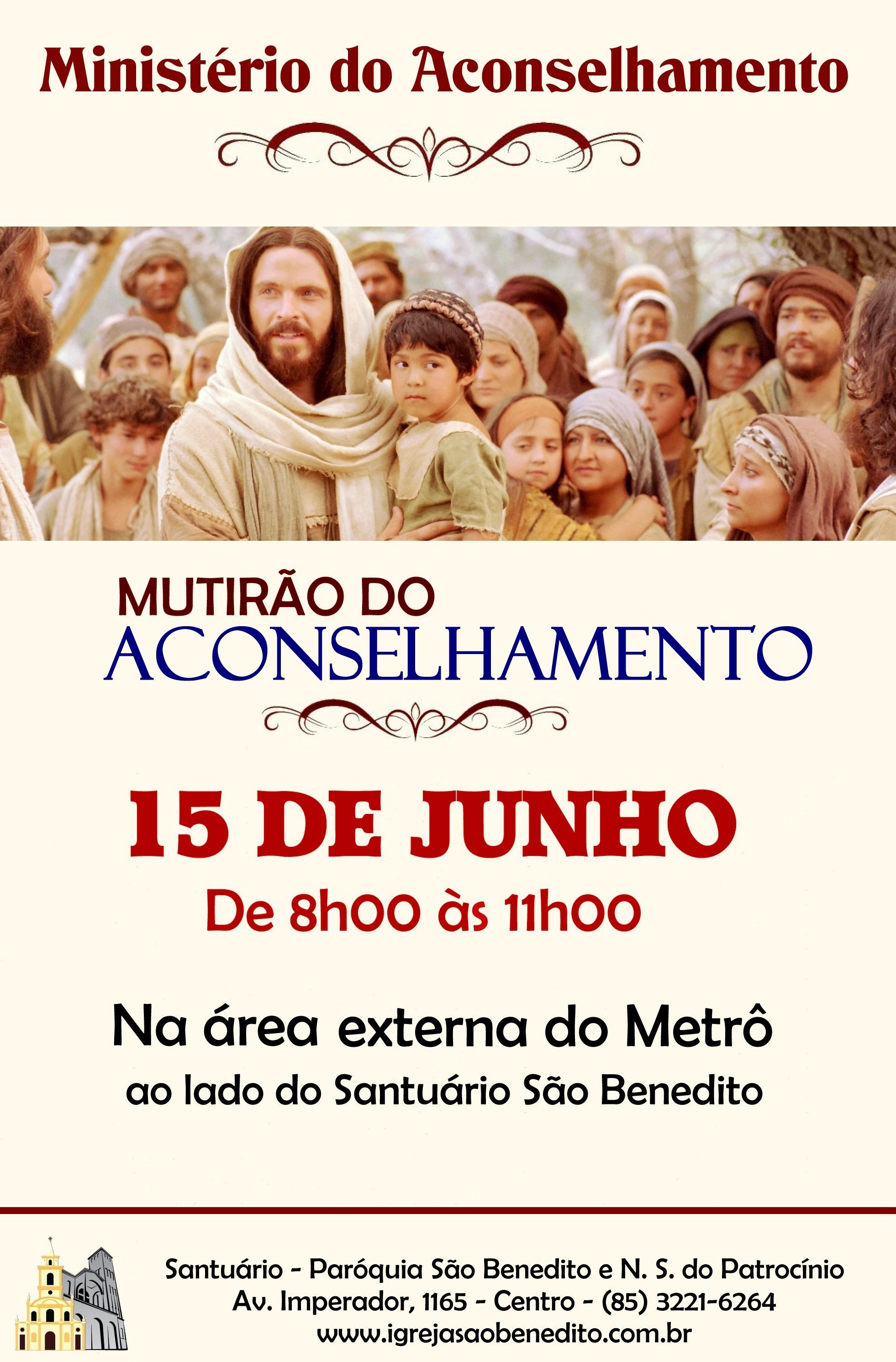 Paróquia São Benedito realizará o Mutirão do Aconselhamento dia 15/06. Participe!