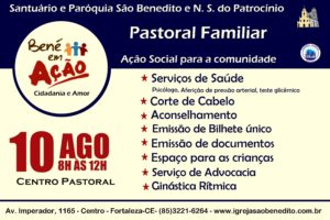 Paróquia São Benedito promove Ação Social – Bené em Ação dia 10/08. Participe!