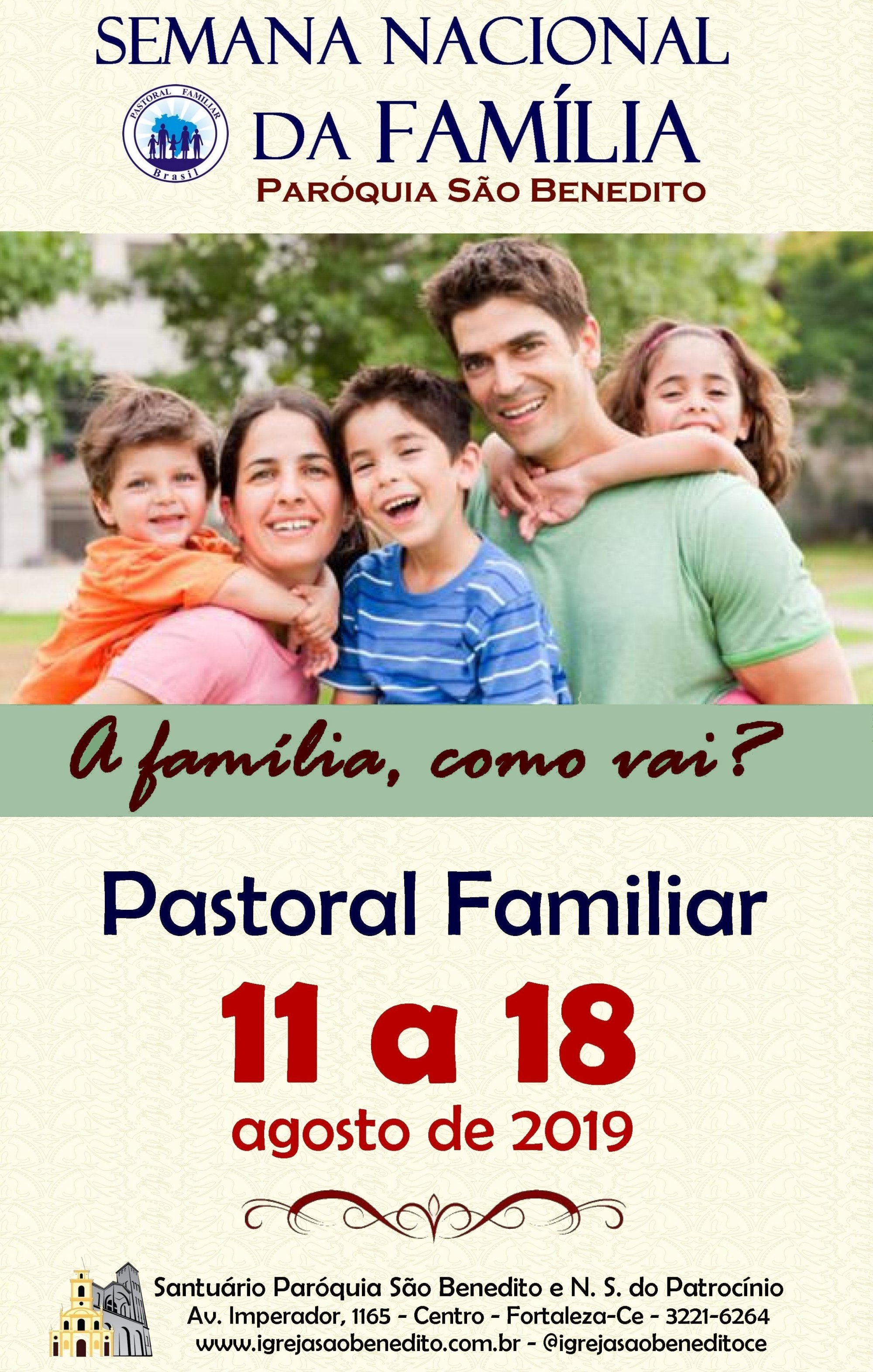 Pastoral Familiar realizará Semana Nacional da Família 2019, de 11 a 18 de Agosto