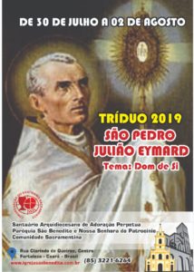 Tríduo e Festa de São Pedro Julião Eymard de 30/07 a 02/08 na Paróquia São Benedito