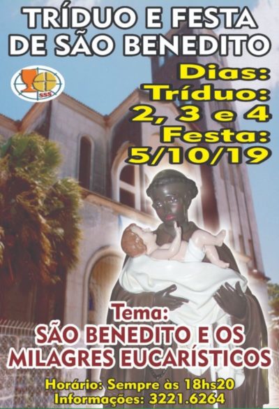 Participe do tríduo e da Festa de São Benedito – de 02 a 05/10
