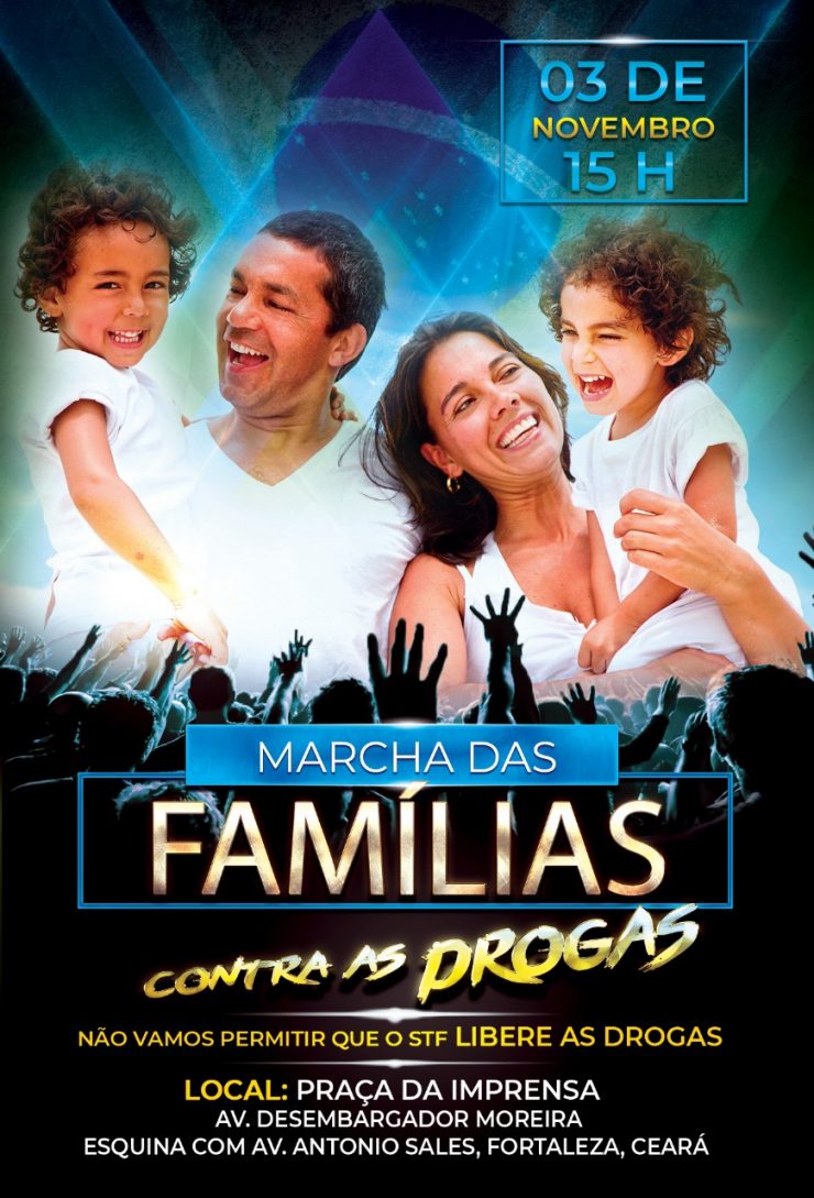 Marcha das Famílias contra as drogas acontece dia 3 de novembro, em Fortaleza
