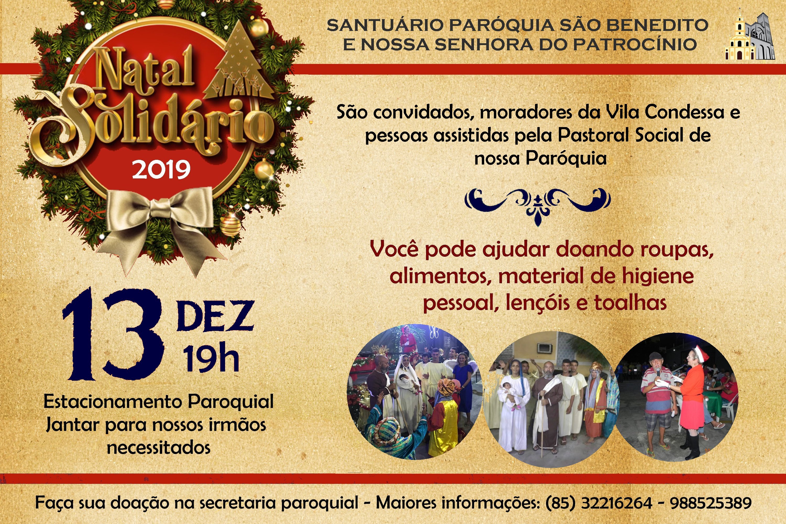 Natal Solidário 2019 próximo dia 13/12. Participe.