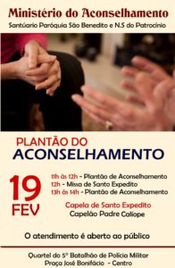 Mutirão do Aconselhamento no próximo dia 19/02 na Capela de Santo Expedito: Participe!