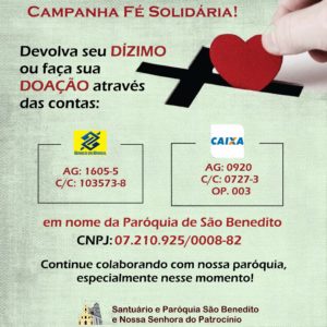 Campanha Fé Solidária em prol do nosso Santuário de São Benedito