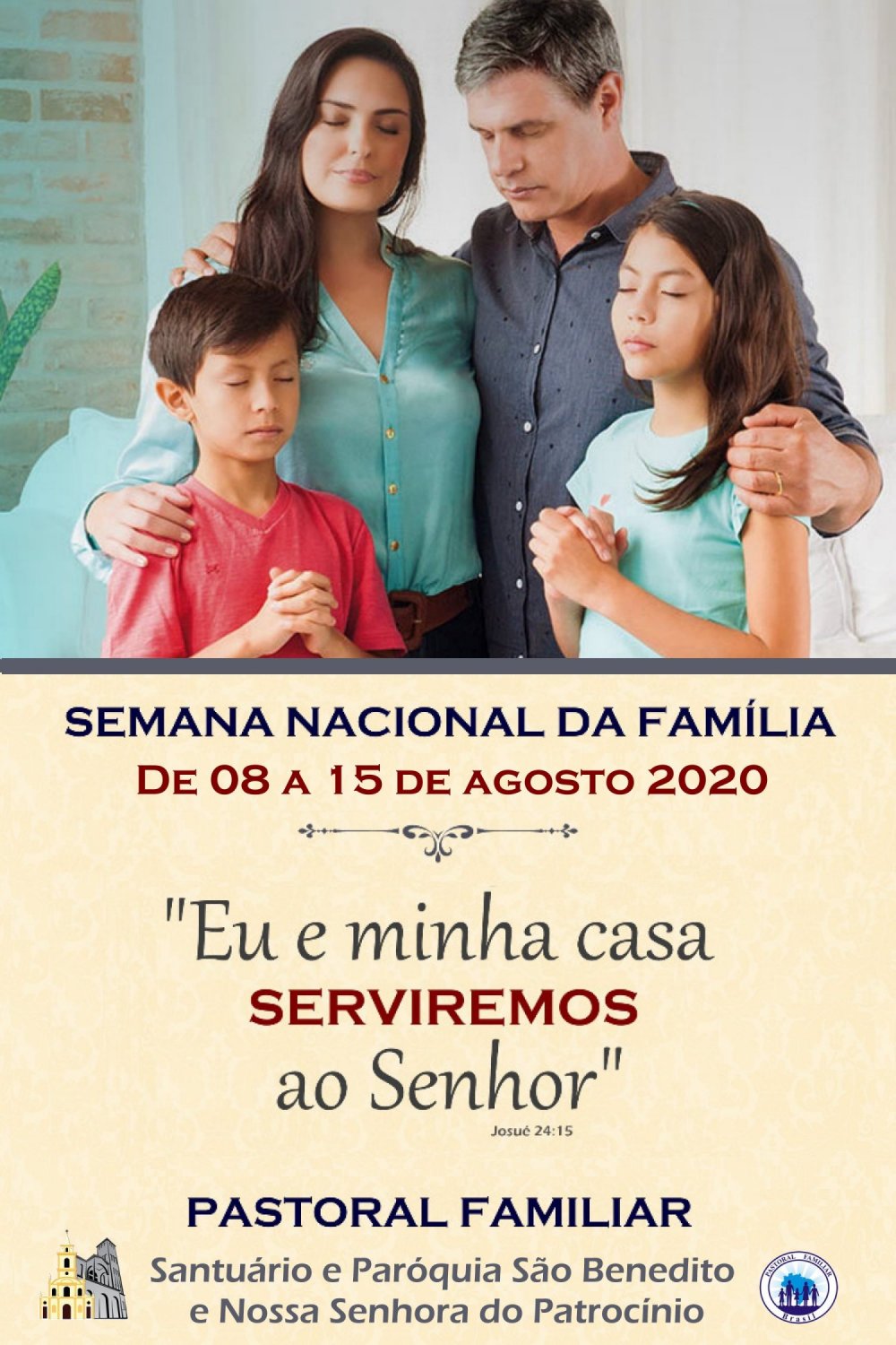 Paróquia São Benedito realizará de 08 a 15 de agosto a Semana Nacional da Família Virtual