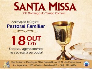 Santa Missa presencial dia 18/10. Participe!