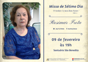 Convite Missa de 7º dia de Rosimar Frota (mãe do Padre Jackson Frota, sss – 09/02